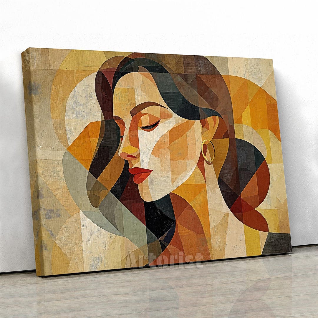 Abstract Geometric Woman Portrait Canvas Modern Wall Art - Etsy