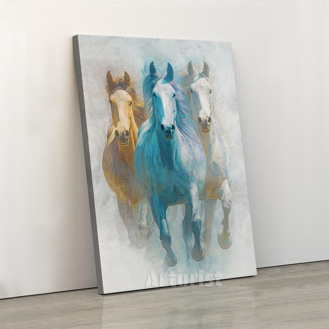 Vibrant Running Horses Art - Abstract Horse Trio Canvas Print - Etsy