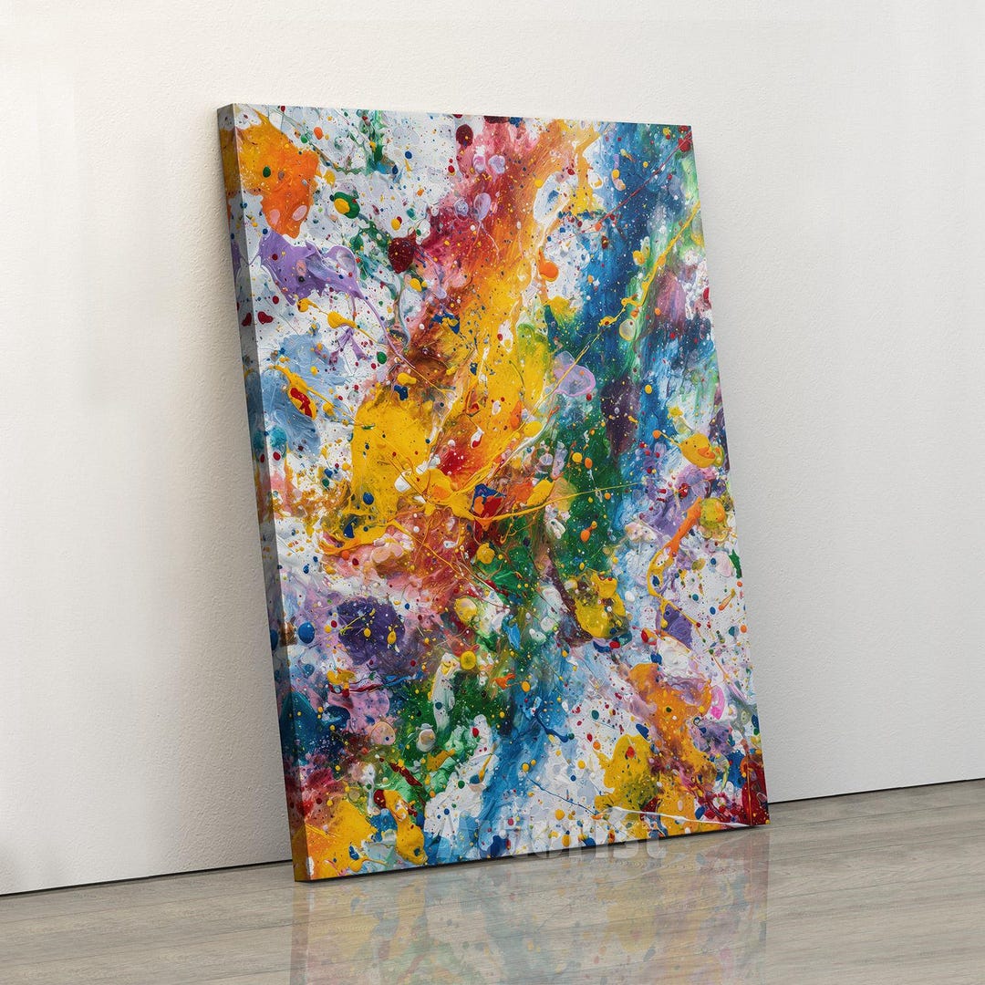 Colorful Abstract Paint Splatter Modern Canvas Wall Art - Etsy