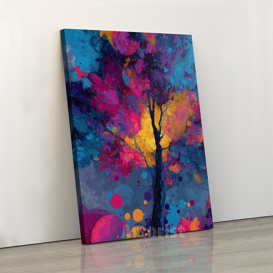 Colorful Abstract Tree Splash Art Modern Canvas Wall Art - Etsy