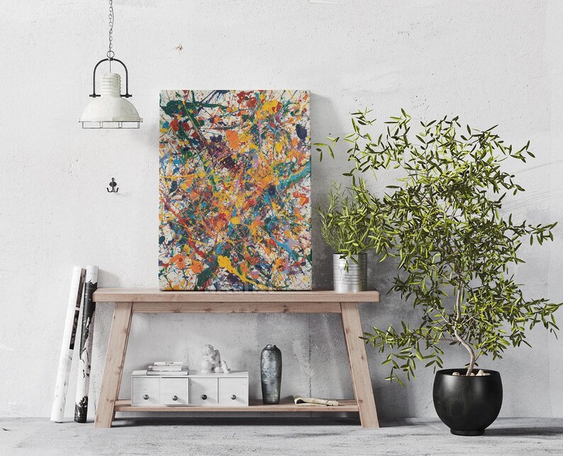 Vibrant Abstract Explosion of Colors Canvas Wall Art - Etsy