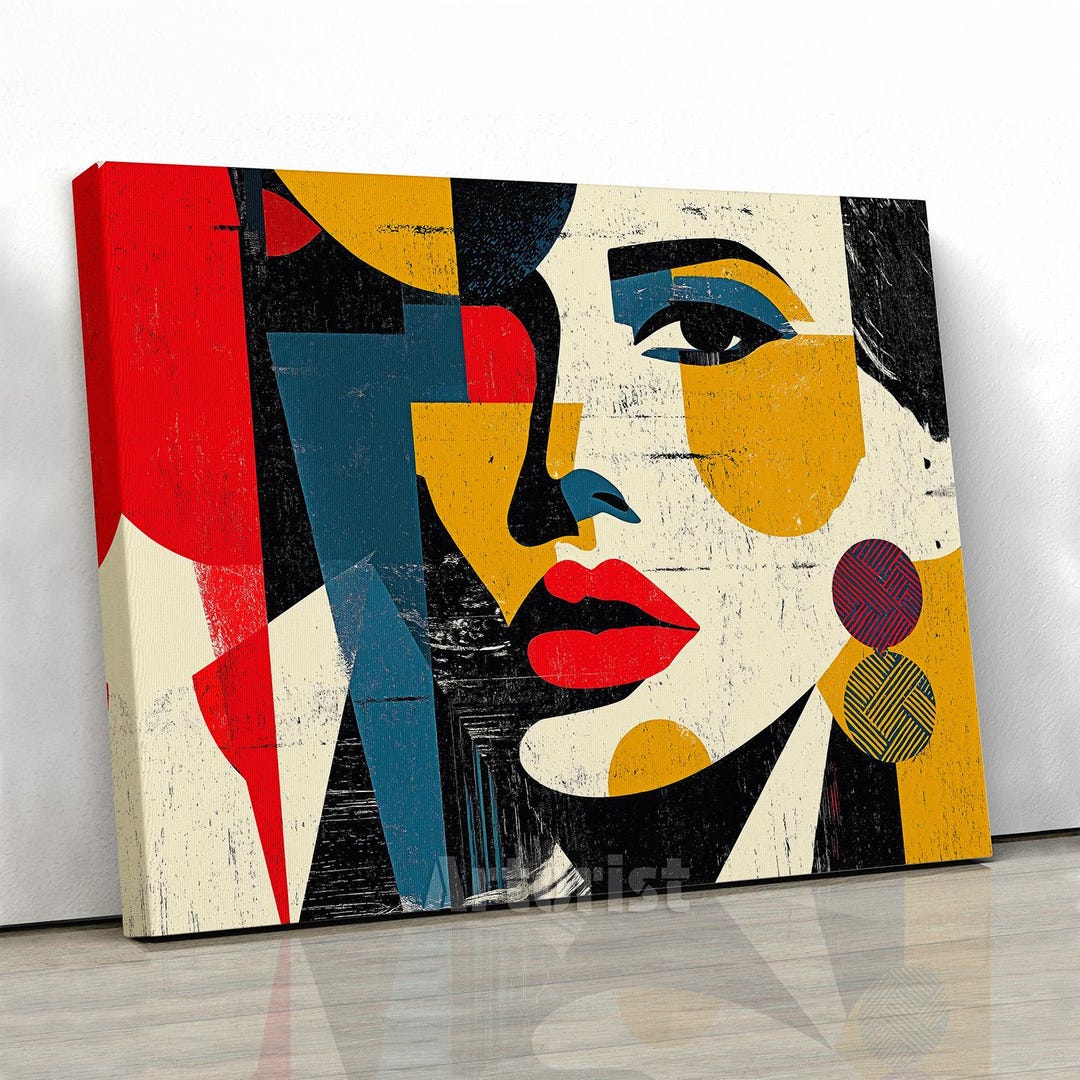 Abstract Cubist Woman Face Canvas Wall Art Modern Decor Home - Etsy