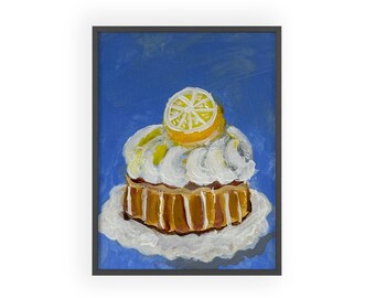 Lemon Tart Painting Poster | Framed Wall Art, Kitchen Decor
