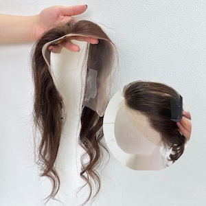 13 "x 2" HD Lace Frontal Hair Topper Braune Highlights 100% Echthaar