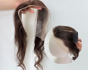 13”x2” HD Lace Frontal Hair Topper Brown Highlights 100% Human Hair