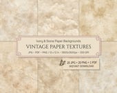 Vintage Paper Textures, Ivory Stone Seamless Aged Paper Backgrounds (Digital Download)