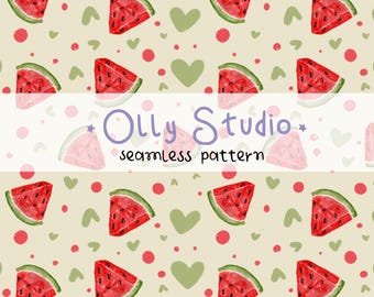 Watercolor Watermelon Seamless Pattern, Summer fruit digital paper, Watermelon Pattern Watercolor, Fruits Pattern, Digital Pattern