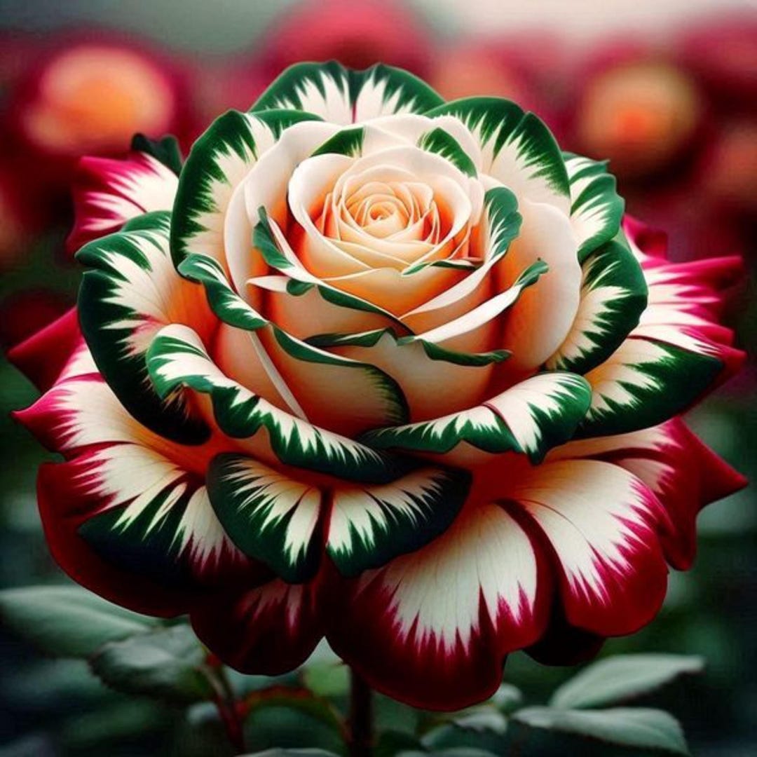 100 Rare Dark Rose Seeds Mixed Color Heirloom Variegated Garden Flower ...