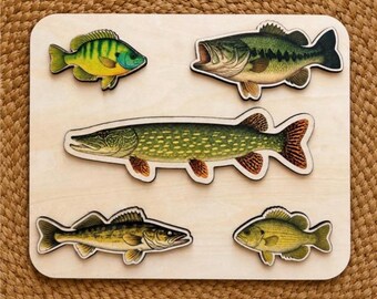 The Boundary Waters | Wooden Fish Puzzle for Toddlers | Fishing Gift for Kids | Lake House Decor | Baby Shower Gift —by North & Me