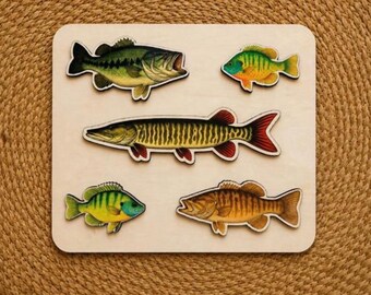 The Northern Shallows | Wooden Fish Puzzle for Toddlers | Fishing Gift for Kids | Lake House Decor | Baby Shower Gift —by North & Me