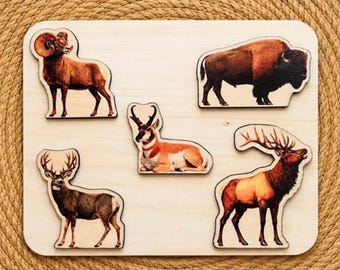 The Open Range ll | Wooden Wildlife Puzzle for Toddlers | Realistic Animal Toy | Western Nursery Decor | Baby Gift —by North & Me