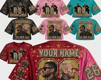 Custom RB World Tour Croptop Jersey 2026,Personalized Concert Football Shirt, Chr1s Brown Usher Inspired Crop Top,Chr1s Brown Usher  Jersey