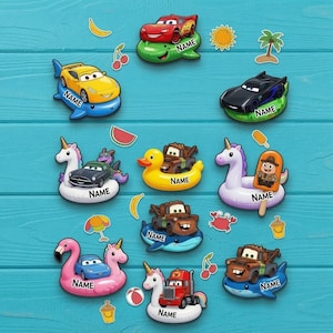 Personalized Car Magnet for Refrigerator, Custom Name Pool Float Magnet, Cute Kids Fridge Magnet Decor, Custom Vehicle Name Magnet Gift