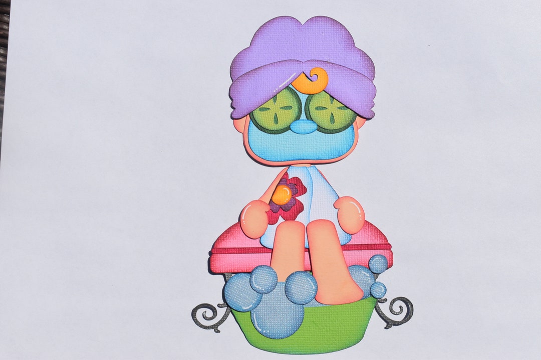 Paper Piecing Spa Day Girl, Scrapbook, Page, Layout, Die Cut, Salon