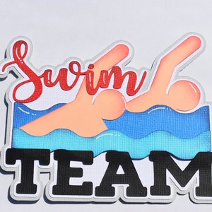 Paper Piecing Swim Team Title, Scrapbook title, Page, Layout, Die Cut, School, Swimming, Reddie13