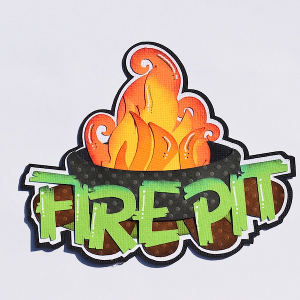 Scrapbook title, Firepit, Summer, Bonfire, Paper Piecing Die Cut, REddie13