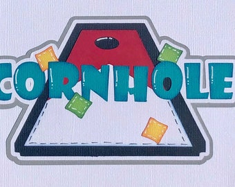 Scrapbook Title, Cornhole, Paper Piecing Die Cut, Summer, Outside, Picnics. REddie13