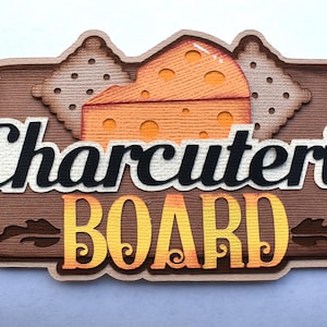 Scrapbook title Charcuterie Board, Cheese, Crackers, Fruits, Food, Paper Piecing, Die Cut, Reddie13 bild 1