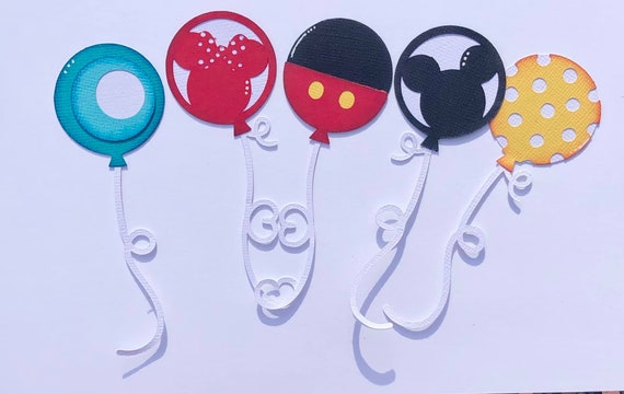 Scrapbook Accents, Disney themed balloons, Plain or Halloween version. Paper Piecing Die Cut. Reddie13