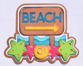 Scrapbook title, beach sign,  Summer, Scrapbook, Page, Layout, Die Cut, Reddie13