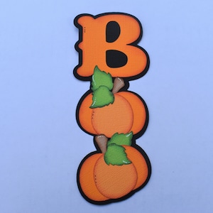 Paper Piecing Boo title, Vertical, Scrapbook, Page, Layout, Die Cut, Halloween