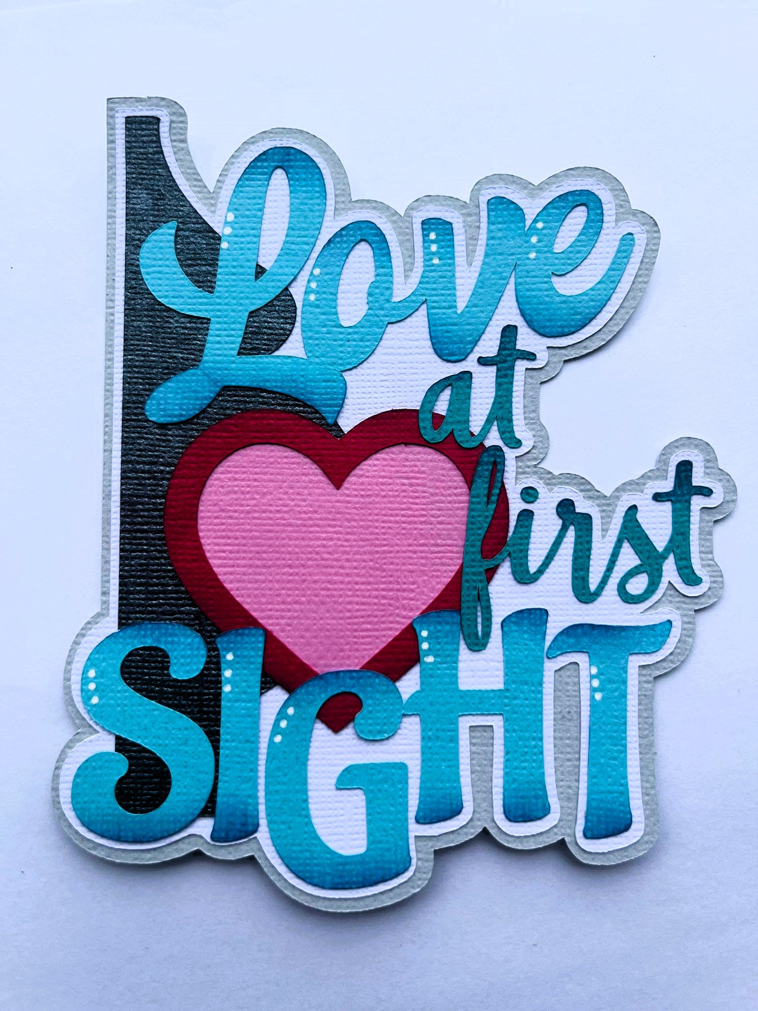 Scrapbook title, Love at First Sight, Pregnancy, Maternity, baby, Paper Piecing, Die Cut, Reddie13