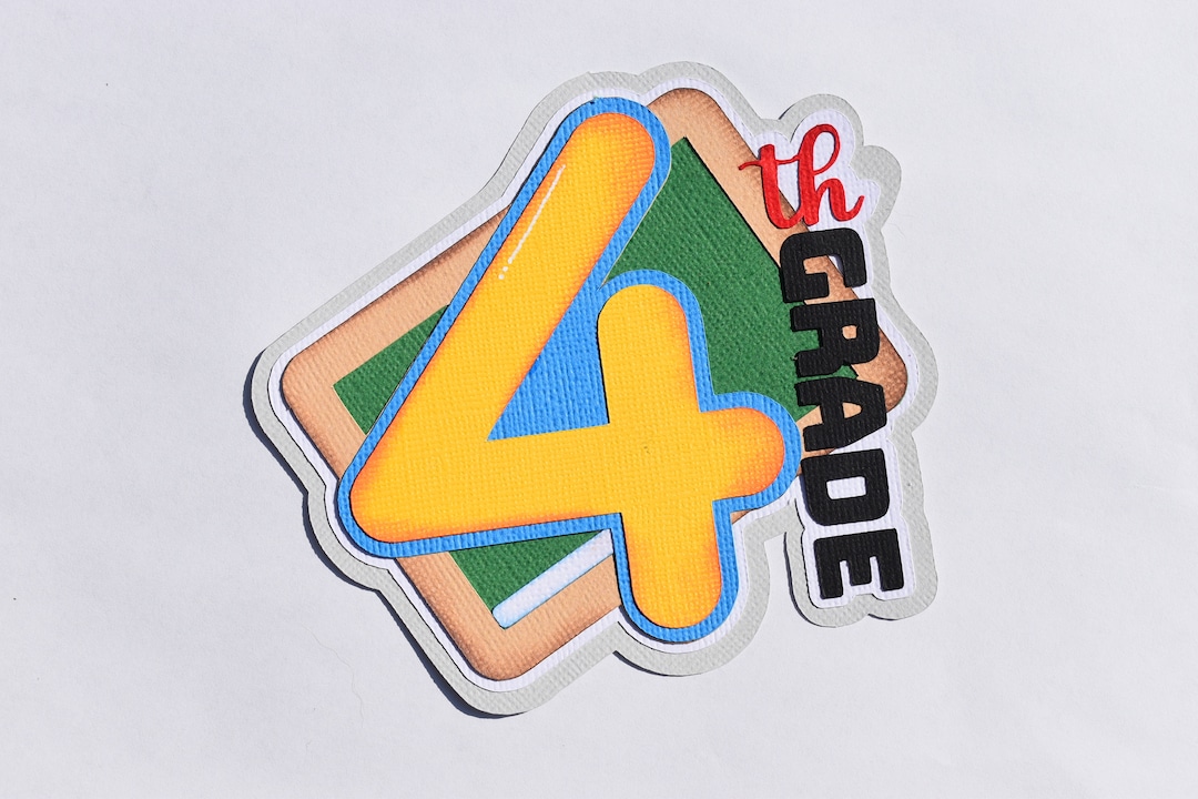 Scrapbook Title, 4th Grade, Paper Piecing, Die Cut, School, Reddie13 Etsy
