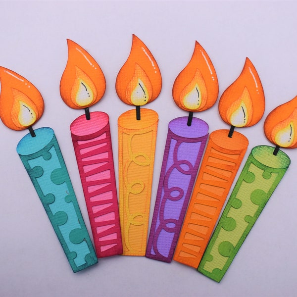 Scrapbook Accents, Birthday Candles, Paper Piecing die Cuts, Reddie13