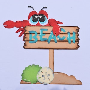 Scrapbook Accent, This way to the Beach, Crab on sign, Paper Piecing, Die Cut, Reddie13