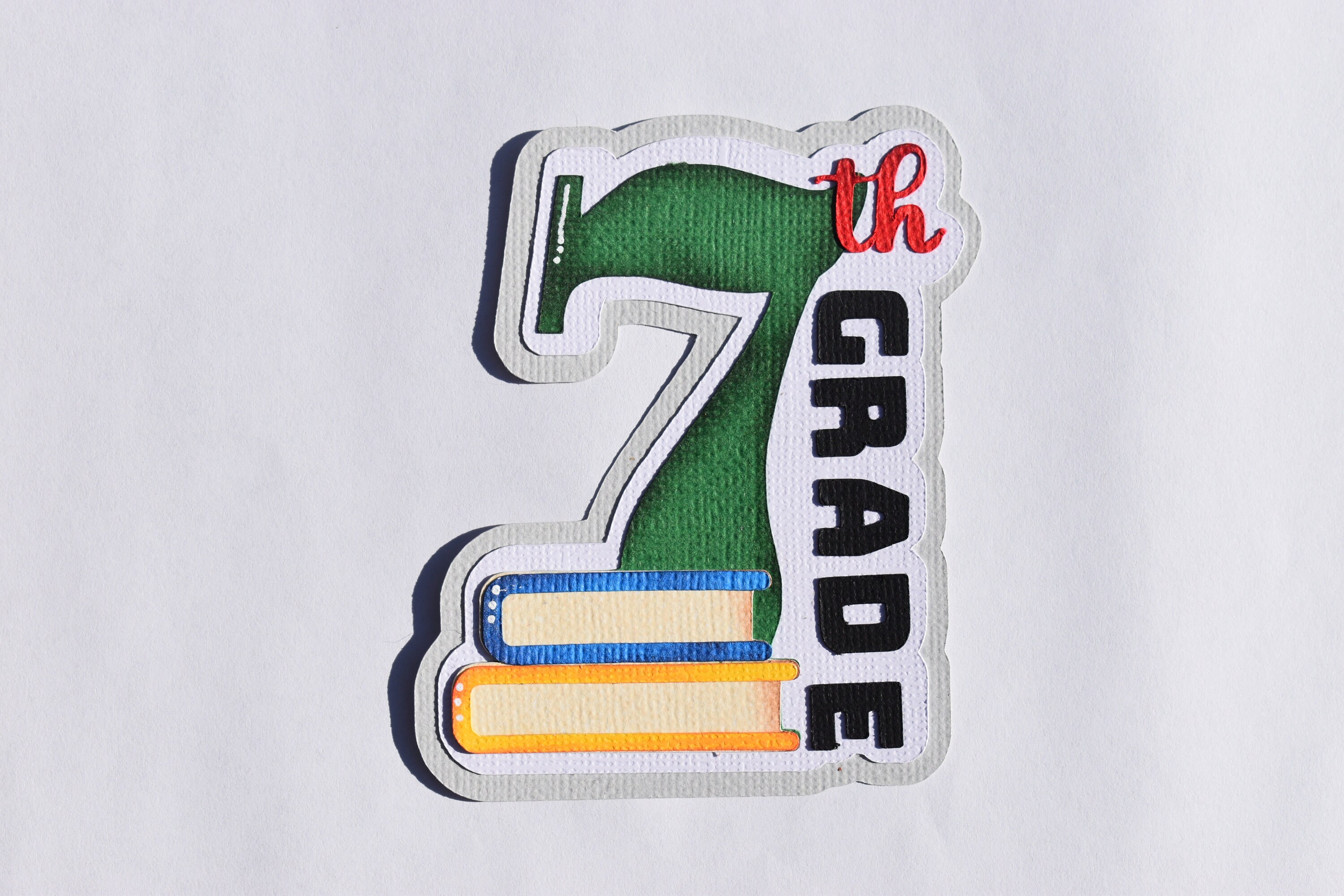 Scrapbook title, 7th Grade, School, Paper Piecing, Die Cut, REddie13