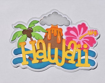 Scrapbook title, Hawaii, Vacation, Travel, Paper Piecing Die Cut, Reddie13