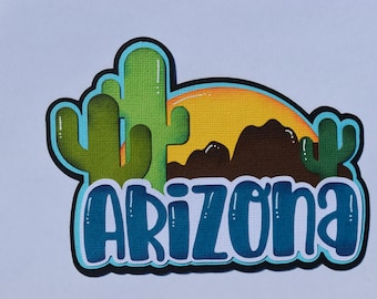 Scrapbook title, Arizona State Title, Paper Piecing Die Cut, Travel, Vacation, Reddie13