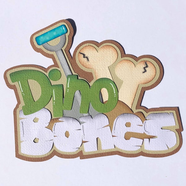 Scrapbook Title, Dino Bones, Archeology, Dig kit, Paper Piecing, Die Cut, Dinosaur, Reddie13