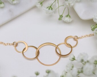 Five Interlink Rings Gold Filled Earrings