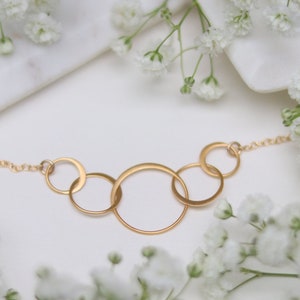 Five Interlink Rings Gold Filled Earrings