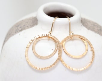 Hammered and Textures Rings Gold Filled Earrings