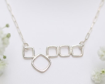 Silver Squares Geometric necklace