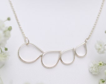 Multiple Pear Shape Curve Sterling Silver Necklace