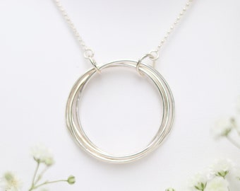 Multi Interlink Rings Sterling Silver Necklace