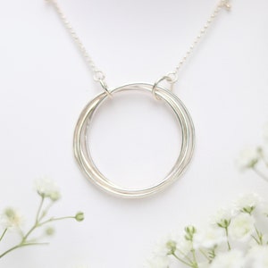 Multi Interlink Rings Sterling Silver Necklace image 1