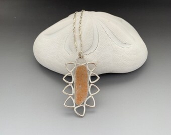 Freeform Natural Tan Druzy Sterling Silver Necklace