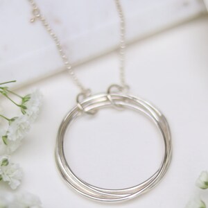 Multi Interlink Rings Sterling Silver Necklace image 4