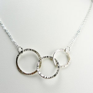 3 Interlink Silver Rings Necklace