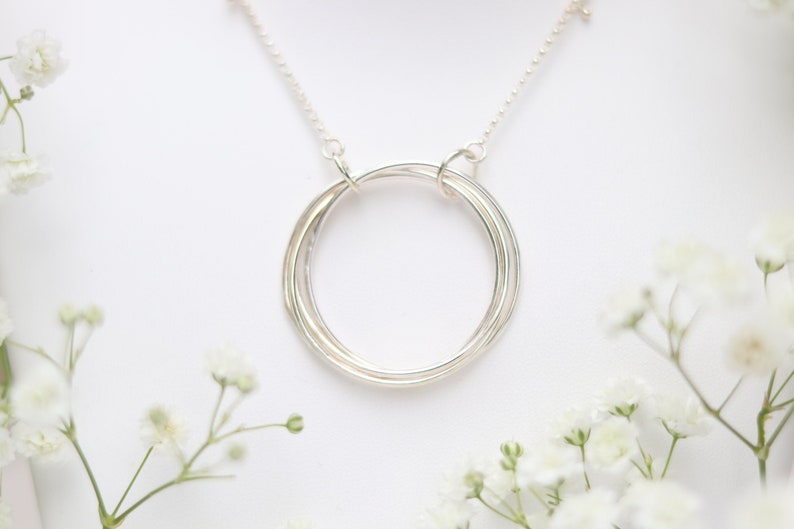 Multi Interlink Rings Sterling Silver Necklace image 1