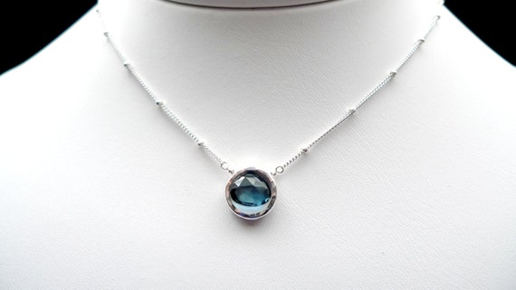 London Blue Topaz Sterling Silver Necklace for Wedding, Birthday