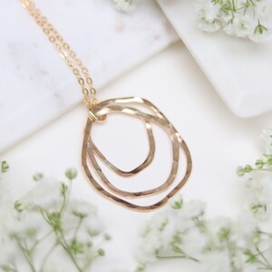 Organic Freeform Rings Gold or Silver Necklace image 9