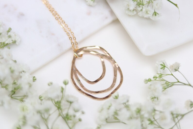 Organic Freeform Rings Gold or Silver Necklace image 9