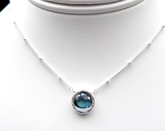 Collana in argento sterling con topazio blu London per matrimonio, compleanno e anniversario