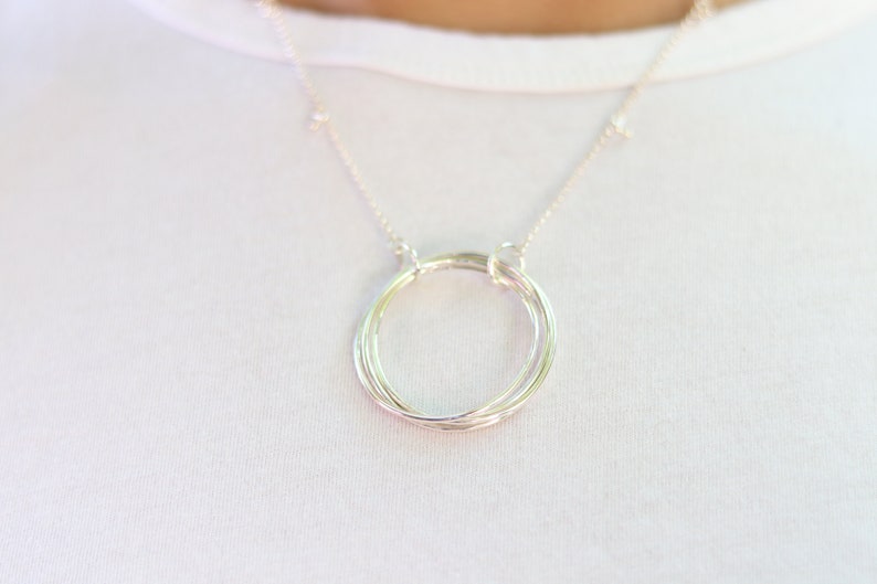Multi Interlink Rings Sterling Silver Necklace image 8
