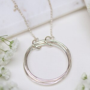 Multi Interlink Rings Sterling Silver Necklace image 3